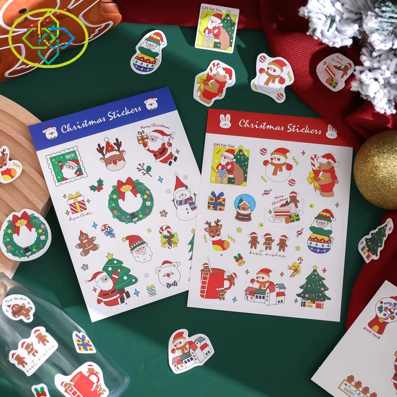 Custom Printing Merry Christmas Sticker Holiday Gift Decorative Labels Stickers Sheet