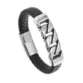 Hot wholesale stainless steel Woven Leather Men Jewelry Charm Bracelet