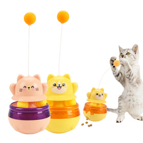 Interactive Plastic Cat Toy Puzzle Teasing Stick Leakage Ball Relieves Boredom Entertains Cats Pet Tumbler Toy Leak Entertainer