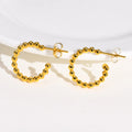 Jewelry Trendy Bead C Shape Earrings Stainless Steel 18K Gold PVD Plated Beaded Ball C-shaped Earrings for Women