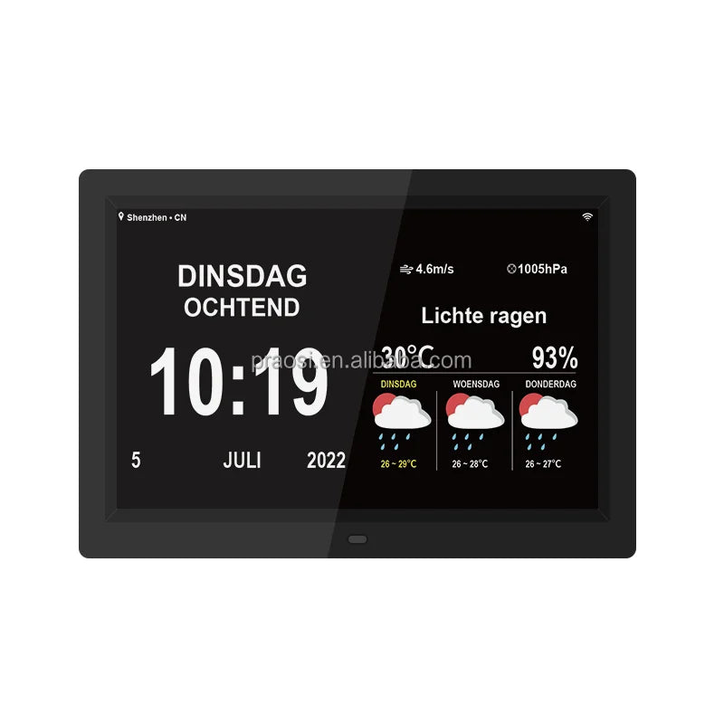 2024 Popular 7 8 10 12 13 14 15 Inch WiFi Weather Station Dementia Digital Calendar Clock With WiFi