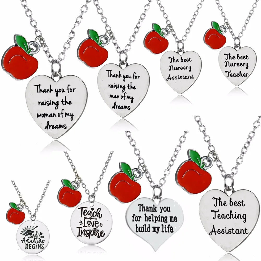 Stainless Steel Teaching Is a Work of Heart Pendant Necklace Teacher's Day Jewelry Gift for Teacher Pendant Necklaces