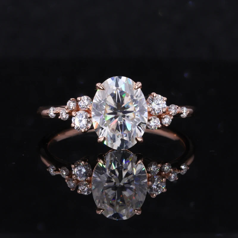 Starsgem 10k Gold Ring Mounting Jewelry Oval Cut Moissanite 10K Solid Gold Ring