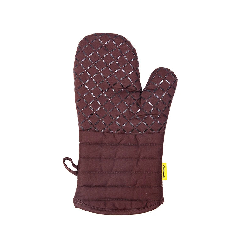 CHEFMADE Kitchen Microwave Baking Barbecue Grill Heat Resistance Mittens Polyester Cotton Oven Mitts