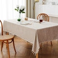 Weddings Table Cloth With Tassels Rectangular Square Dinner Home Decoration Table Cover Gray Plain Cotton Linen Tablecloths
