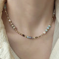 New Arrival Trendy Colorful Natural Stone Crystal Freshwater Pearl Beads Women Necklace