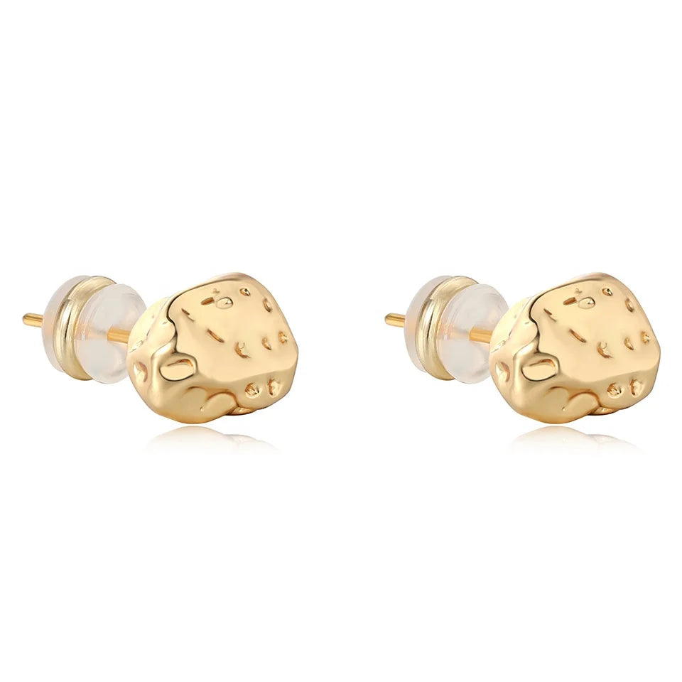 New Exquisite Brass Lava Texture Round Stud Earrings Universal Jewelry Customization Style