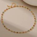 2025 New Arrival Bohemian square Colored Zircon Creative Necklace Handmade Bead 18K Real Gold Zirconia Gemstone Collar Necklaces