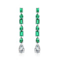 OEM Earring Set 925 Sterling Silver Earring Lab Created Green Emerald Zirconia Gemstone Drop Earrings Fine Jewelry Women