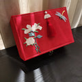Flannel Double Layer Antique Jewelry Box Wooden Lock Double Layer  Storage Ring Earring Box