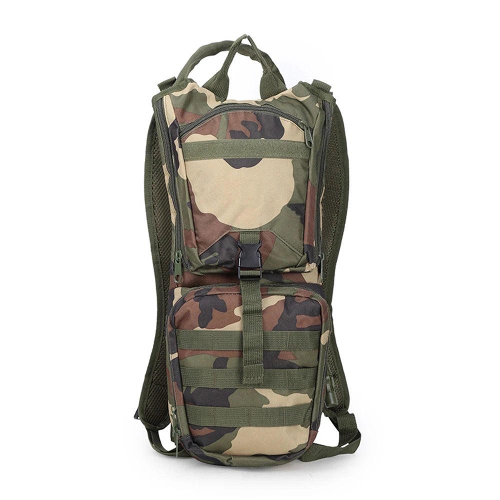35L Camo MOLLE Training Water Backpack Outdoor Tactical Marching Bag with Zipper Closure for Hiking Mountain Riding Water Sports