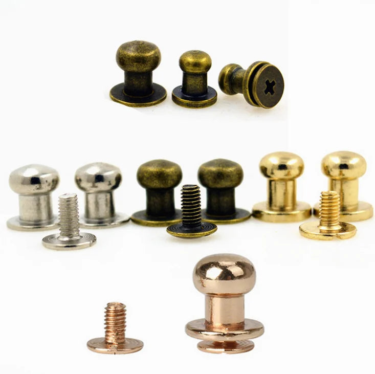 Solid Brass Ball Head Studs Knob Screw Rivets Studs Alloy Round Head Button Studs Rivets Screw