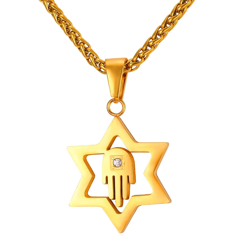 Cool Fashion Men and Women Hamsa David of Stars Allah Islam Hexagram Pendant for Valentine Couples