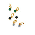 Fashion Shiny Single Diamond Claw Zircon Earrings Women 18K Gold Plated Waterproof Stainless Steel Hoop Earrings Jewelry