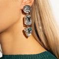 2023 New Arrival Fashion Jewelry New Rhinestone Earrings with Simple Geometric Ear Clips Shiny Accessories Clip on Earrings