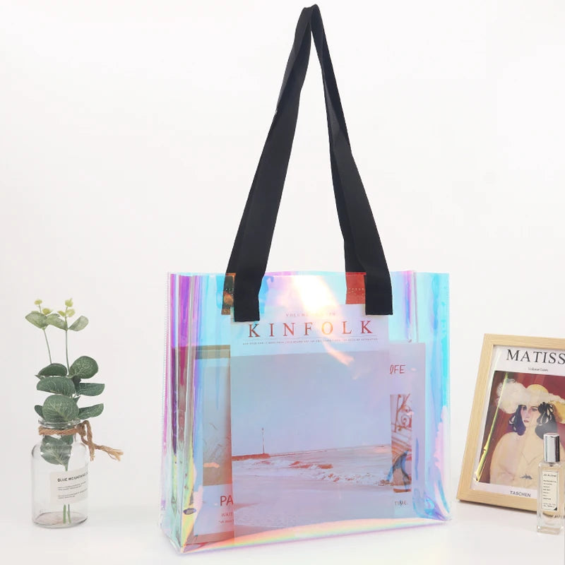 Custom Logo Holographic PVC Crossbody Hand Shopping Bags Waterproof PVC Shoulder Pouch Personalized Shopping Bags