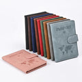 Custom Logo PU Leather Passport Holder Travel Wallet with Magnetic Hasp Buckle RFID Blocking Family Passport Holder
