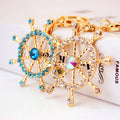 Creative Crystal Rudder Navigation Car Key Chain Metal Pendant Key Ring Small Gift