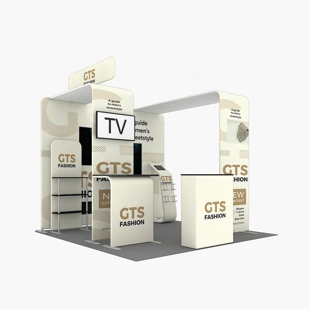 10x10ft Tool Free Aluminum Tube Tension Fabric Logo Banner iPad Stand Shelf Racks Portable Exhibition Display Trade Show Booth