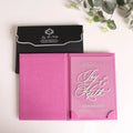 High Quality Velvet Hardcover Invitations Transparent Acrylic with Silver Foil and Mirror Name Tag Colorful Paper Material
