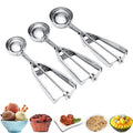 Stainless Steel Ice Cream Scoop in Large Medium Small Sizes Eco-Friendly Metal Cookie Dough Scoop with Trigger