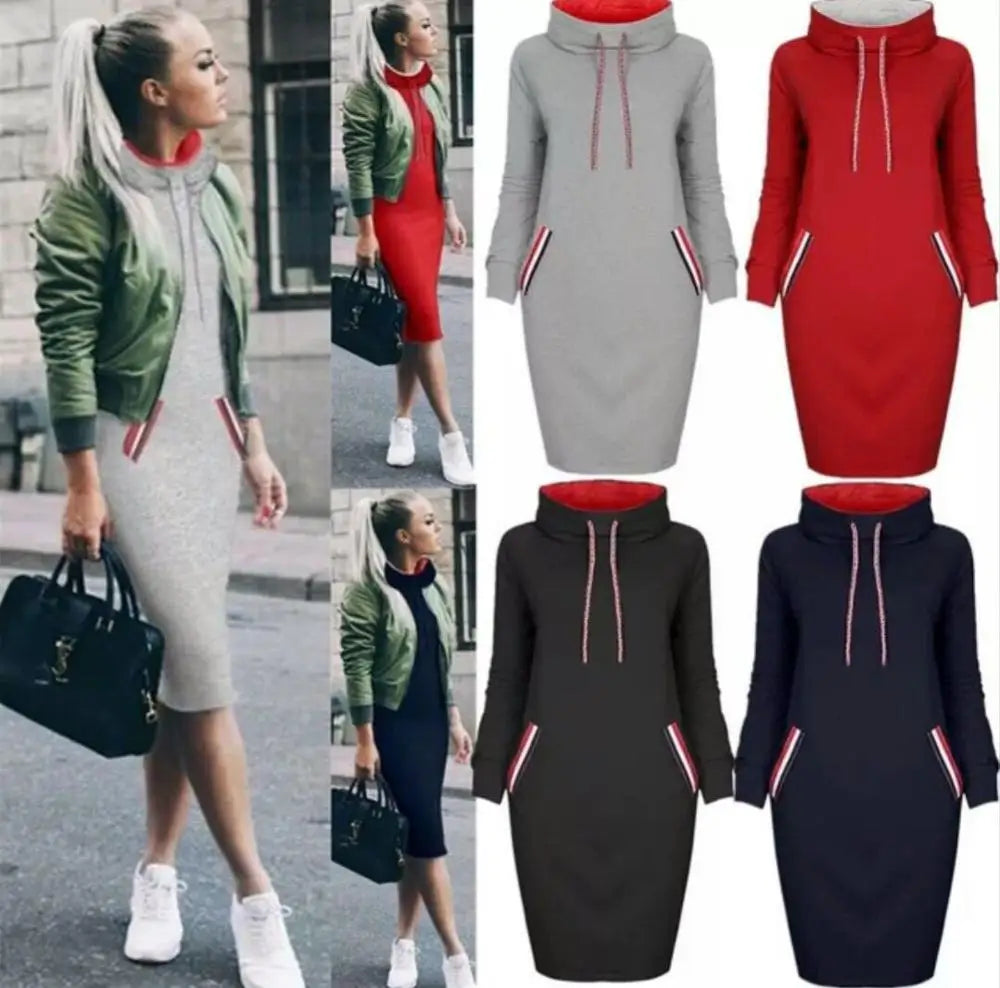Womens Hot Sales Casual Spring Autumn Thin Hoodie Dress