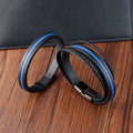 Stainless Steel Braided Genuine Leather Couple Bracelet Sets Multi-layer Black Magnetic Custom Bracelets Logo L20262