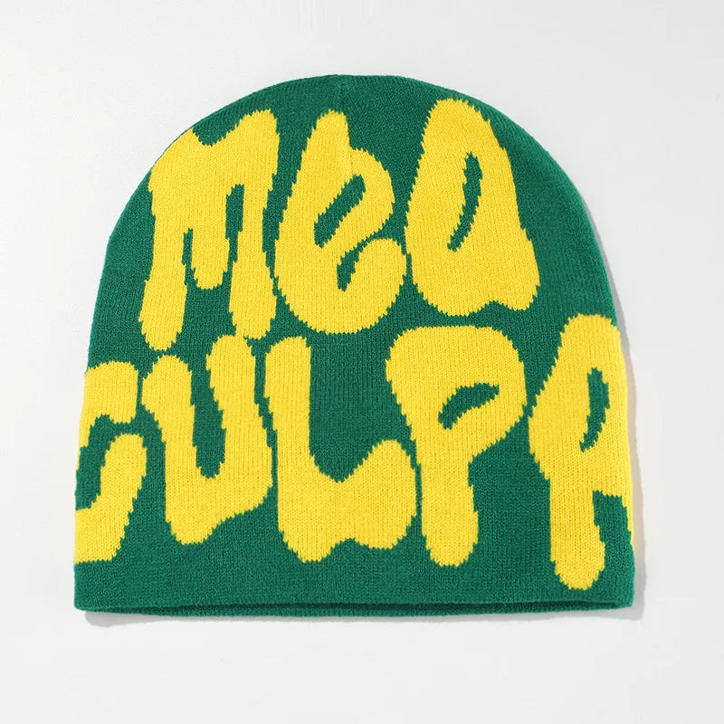 Letters Skullies Beanies Mea Culpas Beanie Bonnet Y2k Colorful Beanies Mea Culpa Women's Cap Winter for Women Hats Cycling