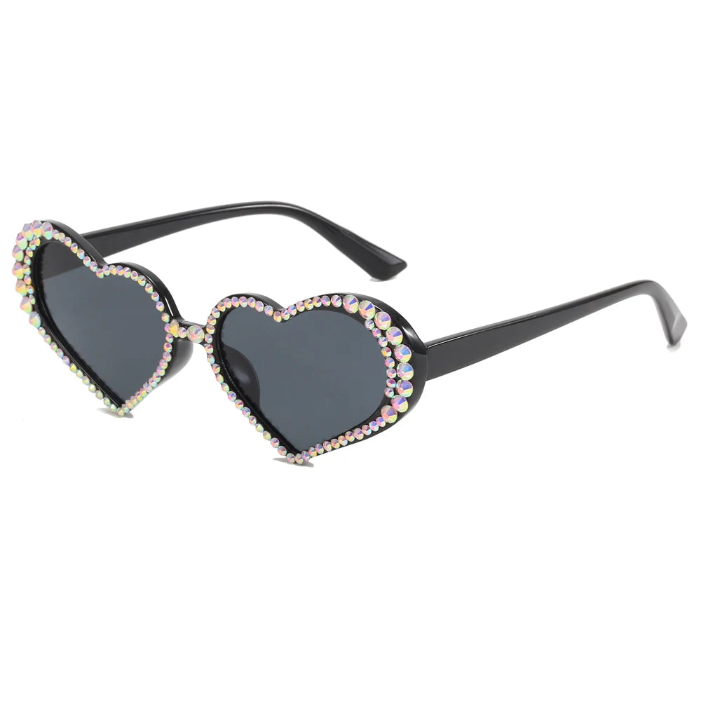 Superhot Eyewear 20110 Fashion 2023 New Women Rhinestone Lovely Cute Heart Shaped Sunglasses