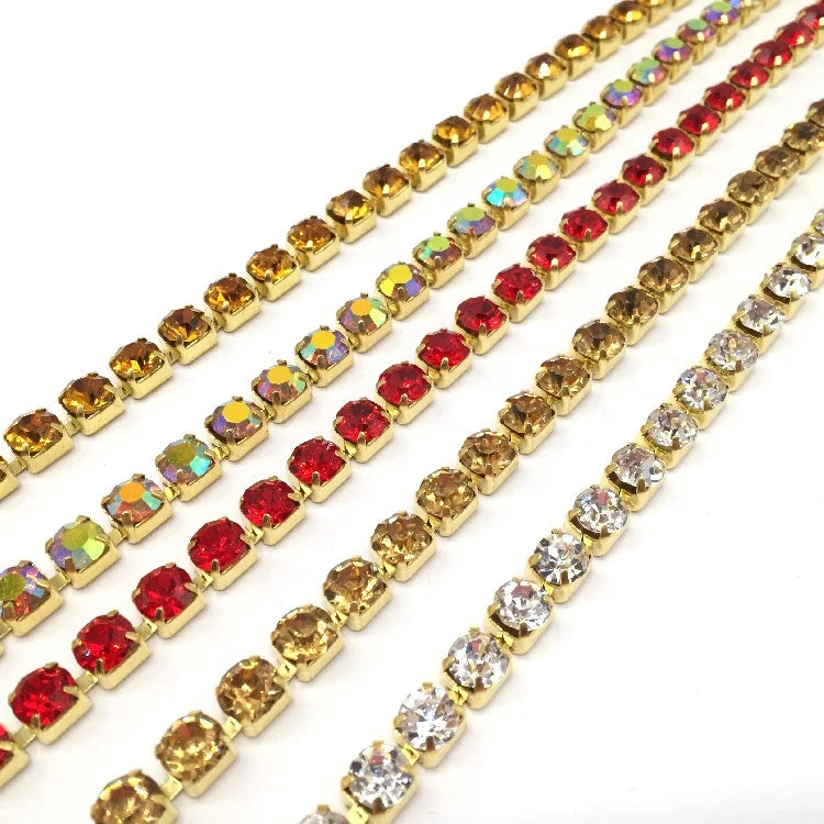 Garment Decoration Wholesale Flatback Rhinestone Cup Chain 6mm Diamond Cup Chain Roll for Trimming