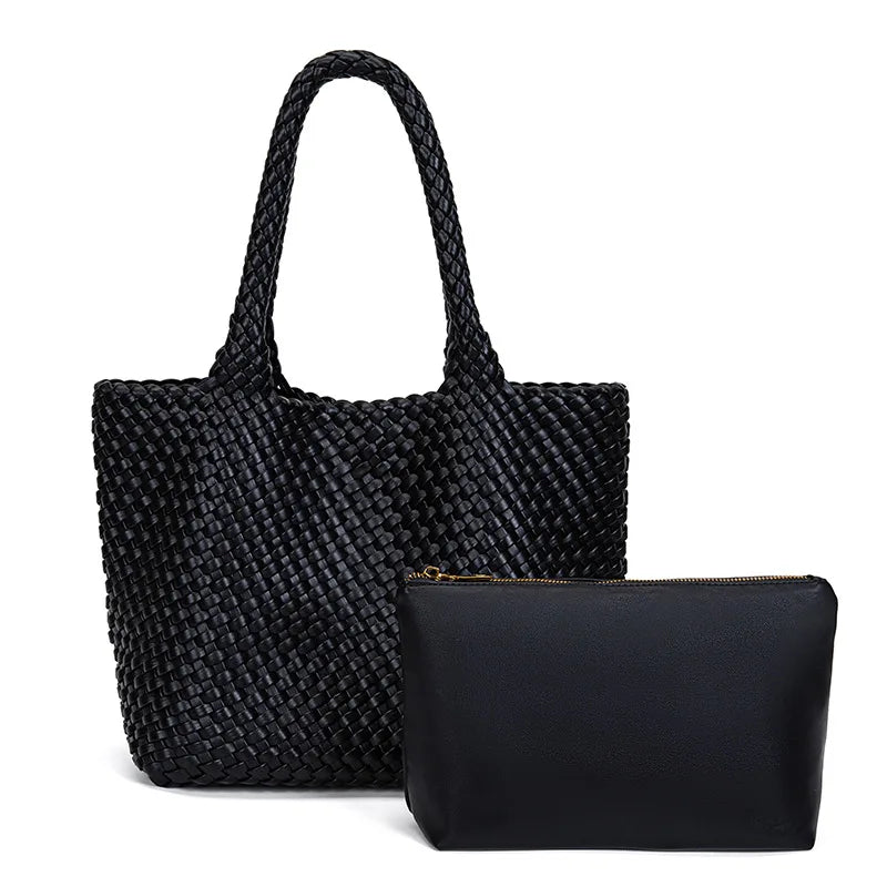 Custom Logo Factory Wholesale Fashion Women Ladies Knitted Woven PU Leather Weaving Bag Shoulder Crossbody Tote Bags