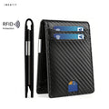 THUMBS-UP Factory Genuine Leather Money Clip Wallet Men RFID Blocking Luxury Short Wallet Open Carbon Fiber Featuring Letter