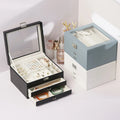 2025 High-End New Leather Jewelry Box Large-Capacity Multi-Layer Jewelry Storage Box with Clear Window