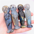 Wholesale Customized Crystal Stone Natural Labradorite Quartz Crystal Goddess Figurines Craft for Gift