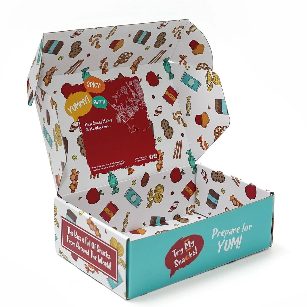 Custom PR Box Recyclable Snack Shipping Mailer Box Corrugated Paper Influencer Media Kit Packaging Box