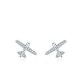 925 Sterling Silver Shaped Little Plane Sweet Lovely Transportation Vehicle Stud Earrings Rhodium Plated for Wedding Party Gift