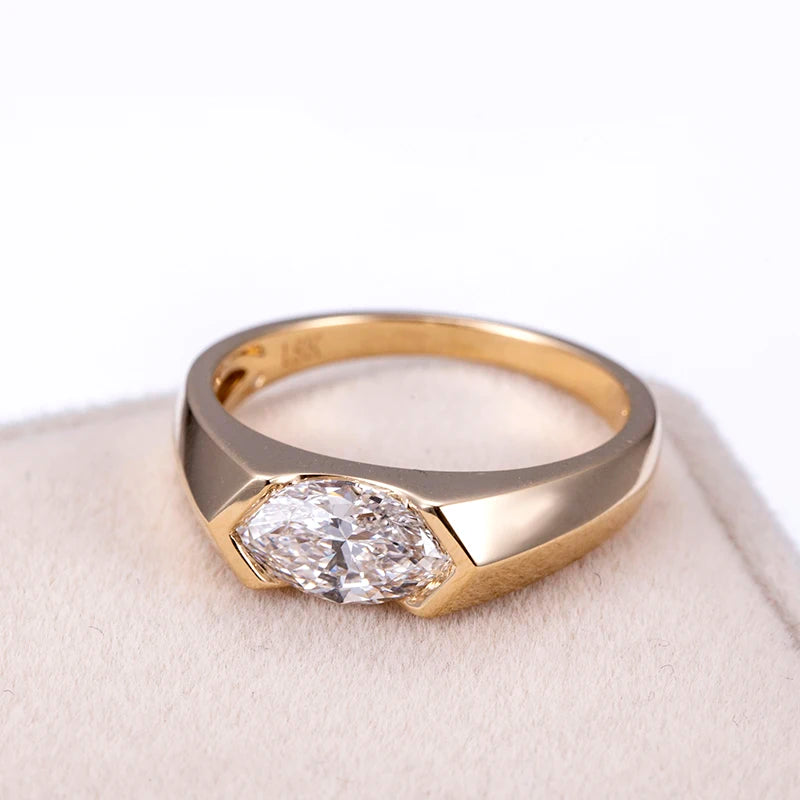 Luxury Diamond Ring Marquise Shape MSR-1080 18K Yellow Gold Lab Grown Diamond Ring