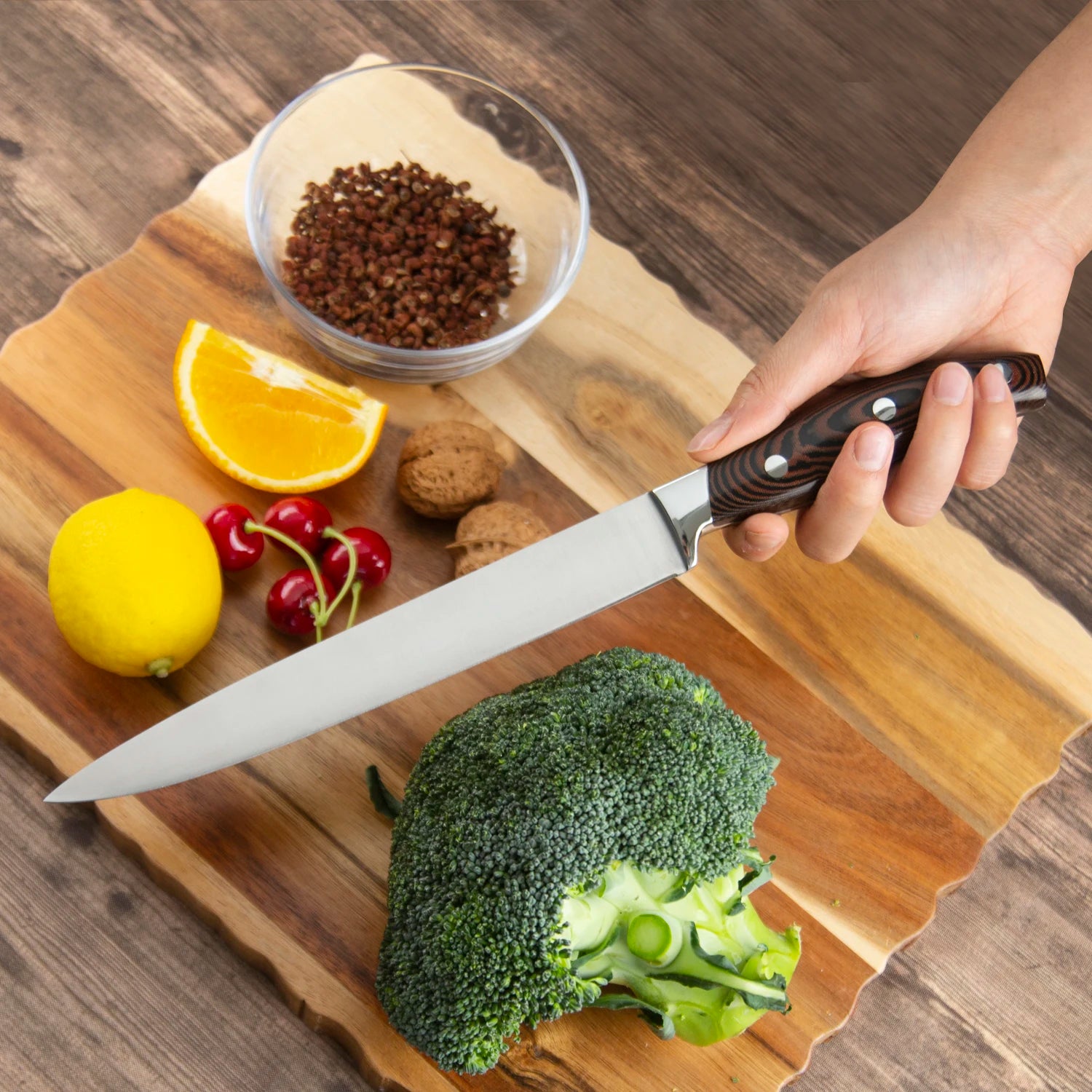8 Inch 3Cr13 Stainless Steel Kitchen Slicing Knife with Ergonomic Micarta and S/S 430 Handle Eco-Friendly