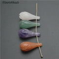 10x24mm Natural Green Aventurine Amethyst Red Aventurine White Jade Carved Vase Shape Stone Loose Beads for Jewelry Making