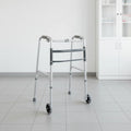 One Button Folding Aluminium Walking Frame Adult Movable Front Wheeled Silver Walker for Elder Seniors CY-ZG931