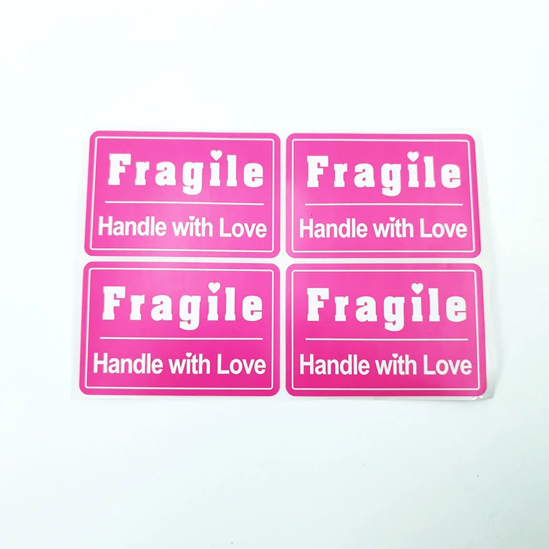 Custom Spot Sale Pink Fragile Sticker 3X5 Warning Label Cheapest Stickers Fragile Label
