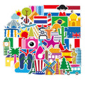 50PCS National flag travel map world adventures famous tourism country regions logo sticker