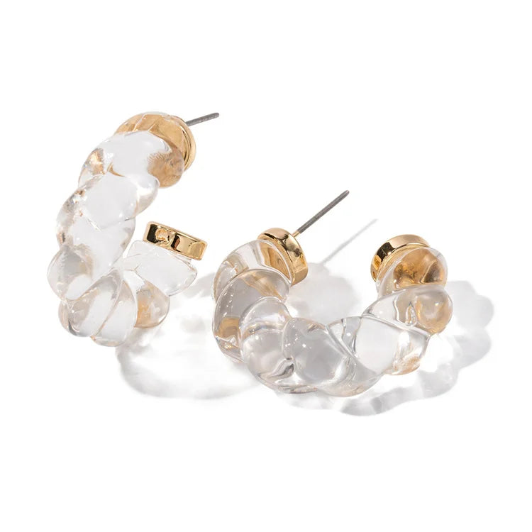 Fashion Fine Jewelry Ear Ring Female Twisted Rope Transparent Earrings Dainty Resin Earrings