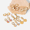 Fashion New Arrival love Eye Shape Pendant Earrings 18K Gold Stainless Steel Zircon Pearl Jewelry for Women