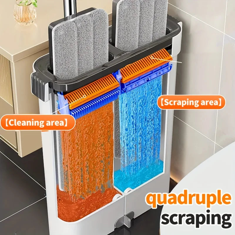 The Mop with Bucket Is a Household Cleaning Tool That Can Be Easily Cleaned Without the Need for Hand Washing