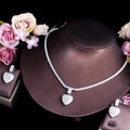 Bling CZ Cubic Zircon Brazilian Gold Plated Heart Shape Pendant Necklace and Earrings Fashion Women Wedding Party Jewelry Sets