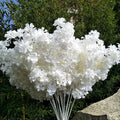 S797 Wholesale Flowers Supplies High Density Ceiling Hanging Wedding Decoration White Stem Flower Silk Cherry Blossom Branches