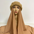 Muslim Women's French Style Beret Hat with Instant Chiffon Hijab All-in-One Summer Chiffon Shawl and Scarf