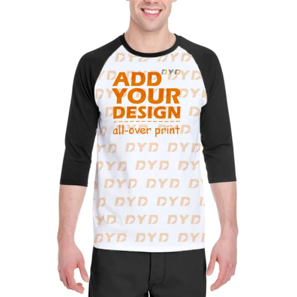 Drop Shipping Men's Three Quarter Sleeve T-Shirt Print on Demand Custom Men Mid Sleeve Short Shoulder T Shirt