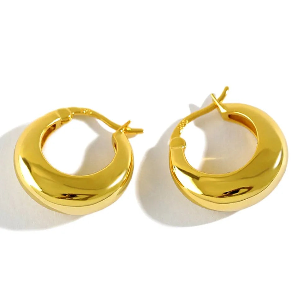 Minimalist Chunky Hoop Earrings 925 Sterling Silver Jewelry Rhodium 18K Gold/Rhodium Plated Jewelry